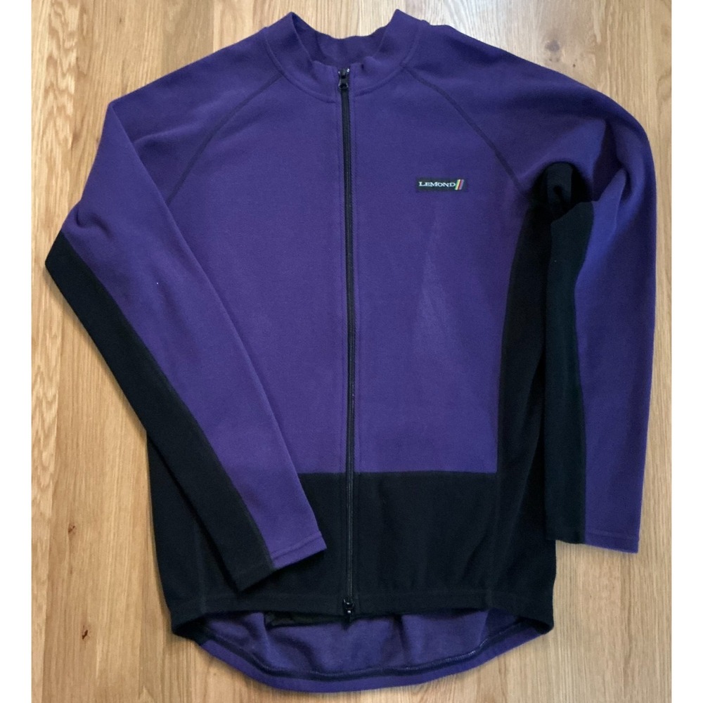Vintage LeMond Cycling Jersey Fleece Full‎ Zip Purple Black Men's Medium USA